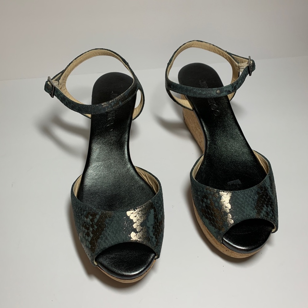 Jimmy Choo Python And Metallic Cork Wedge. - image 7